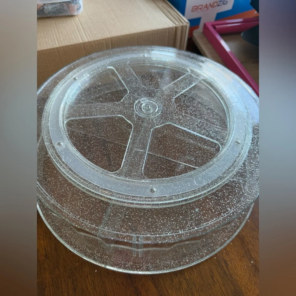 NWOT Clear Makeup Organizer with removable dividers that spins